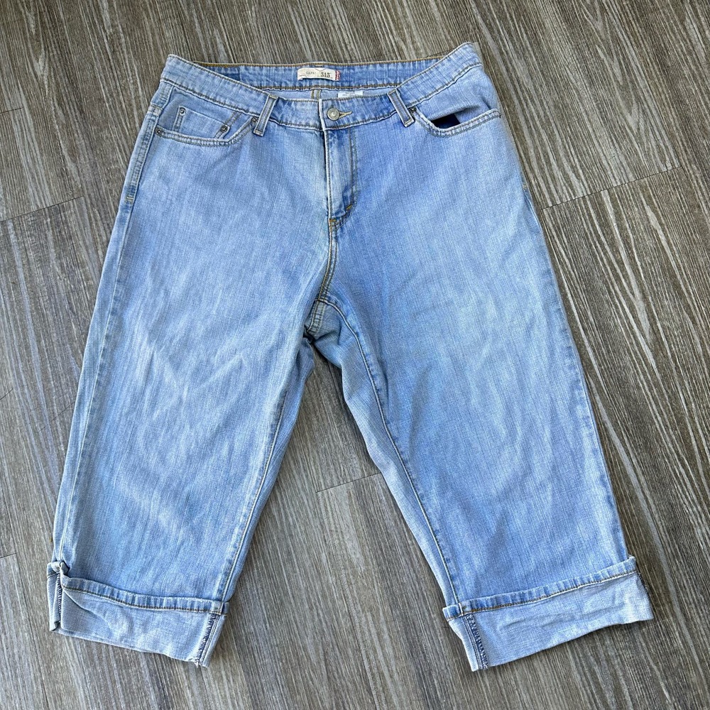 Levis 515 Capri Pants Blue Light Denim Jeans Rolled Up Cuffed Size 16